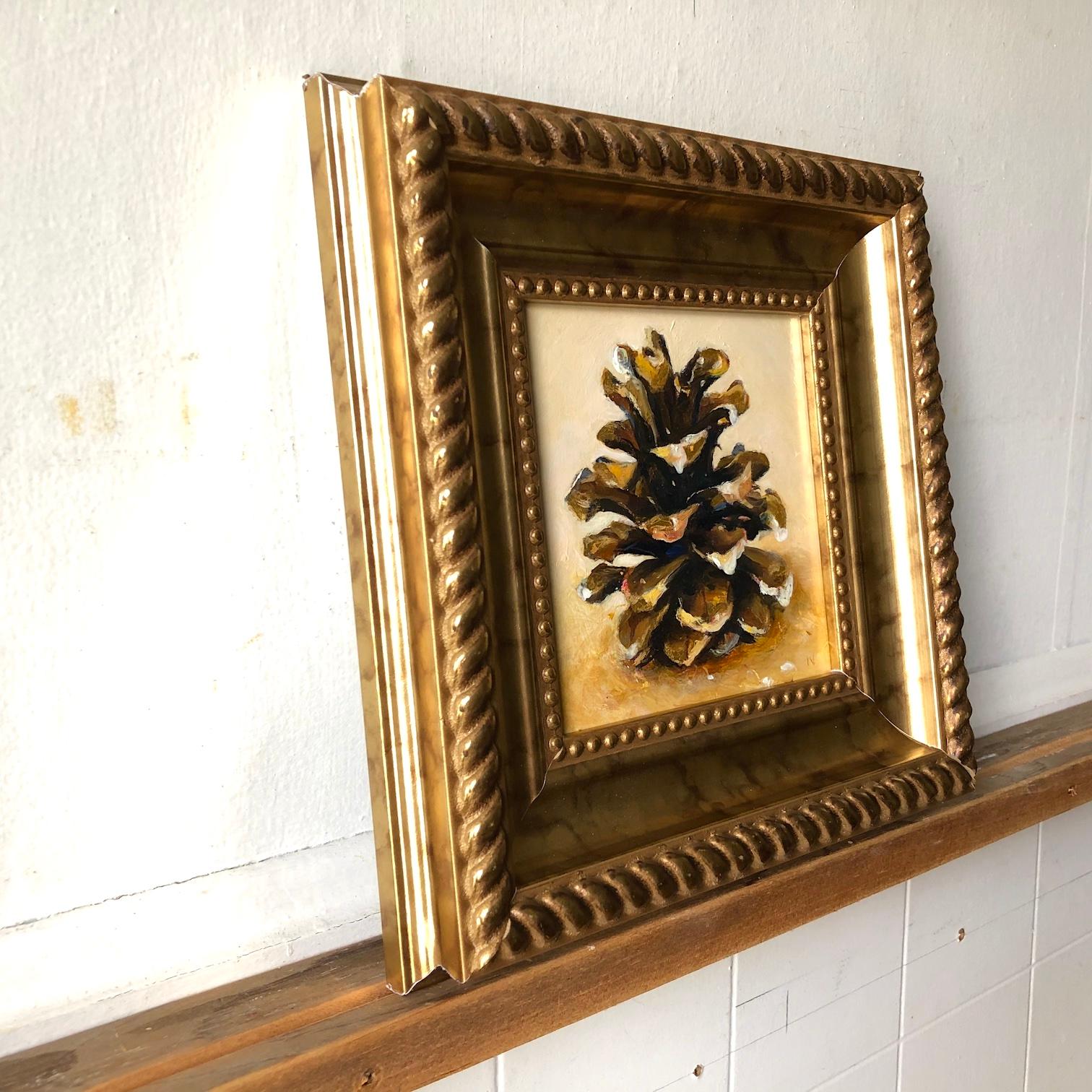 painting pine cones gold