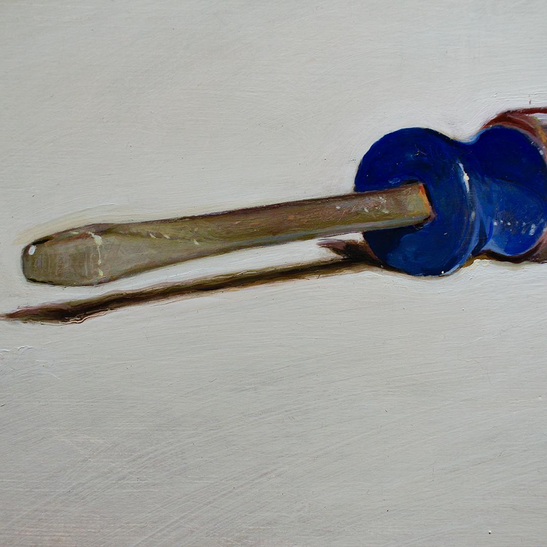 Screwdriver (Framed Realistic Still Life Oil Painting of Everyday Tools) - Gray Still-Life Painting by Matthew Hopkins
