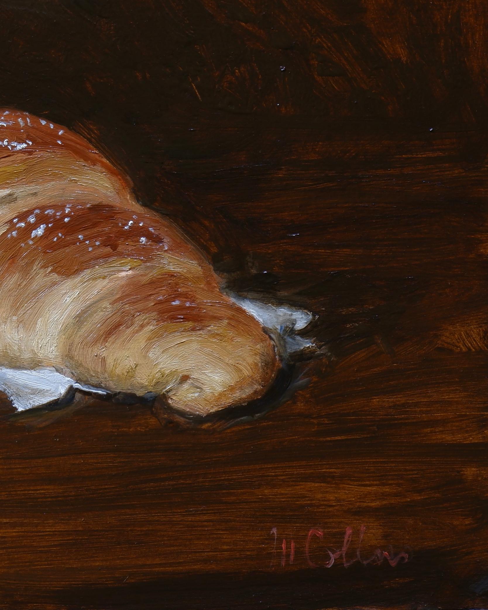 Colazione al Goretto Cafe Florence Oil  Piano del tavolo interno Morning Espresso - Painting di Matthew James Collins