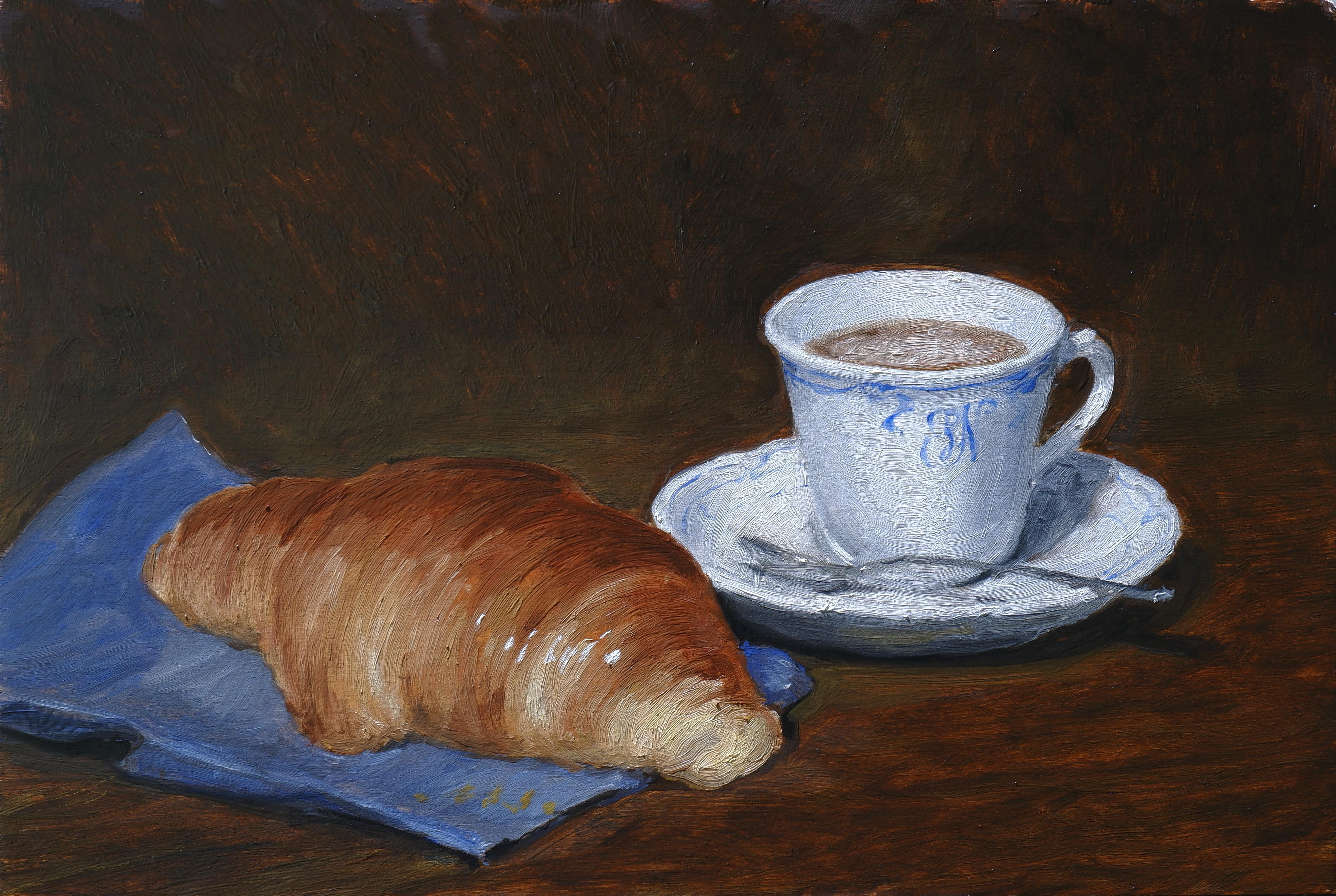 Colazione al Goretto Cafe Florence Oil  Piano del tavolo interno Morning Espresso in vendita 4