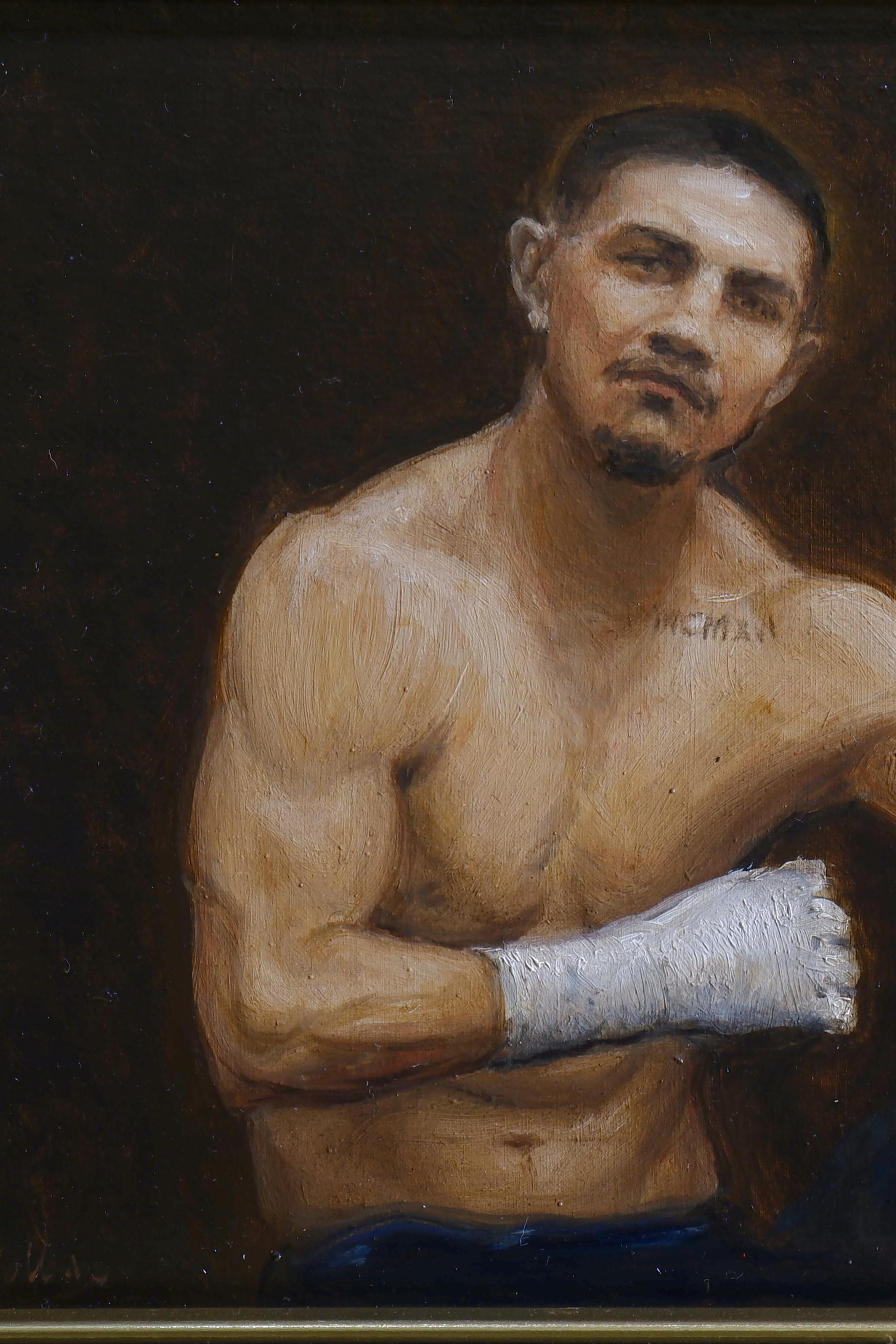 The Champ, oil, ARC Salon Finalist, Portrait Society  of America, Florence - Painting by Matthew James Collins