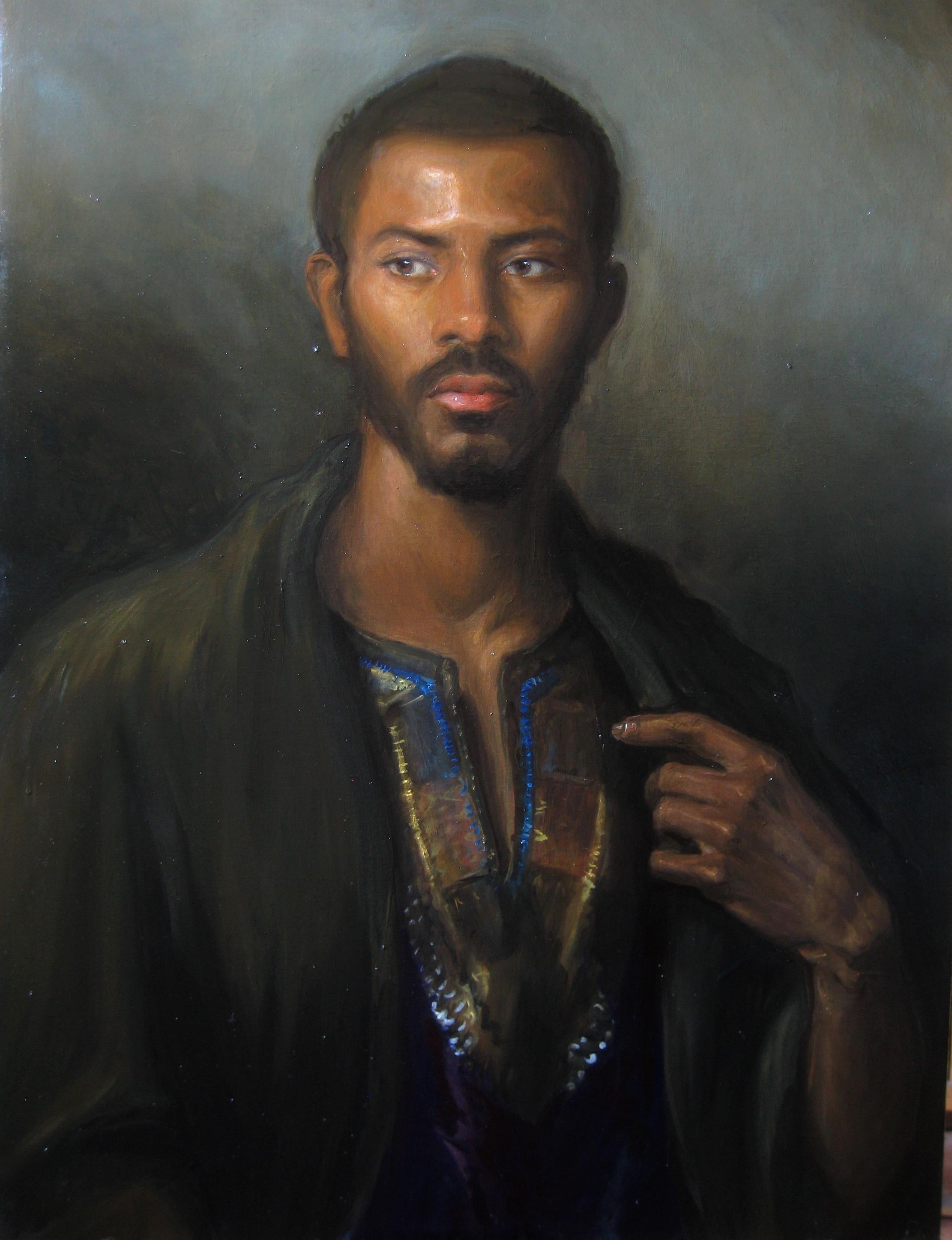 Matthew James Collins Portrait Painting - The Reluctant Immigrant, oil, ARC Salon Finalist, Portrait Society  of America