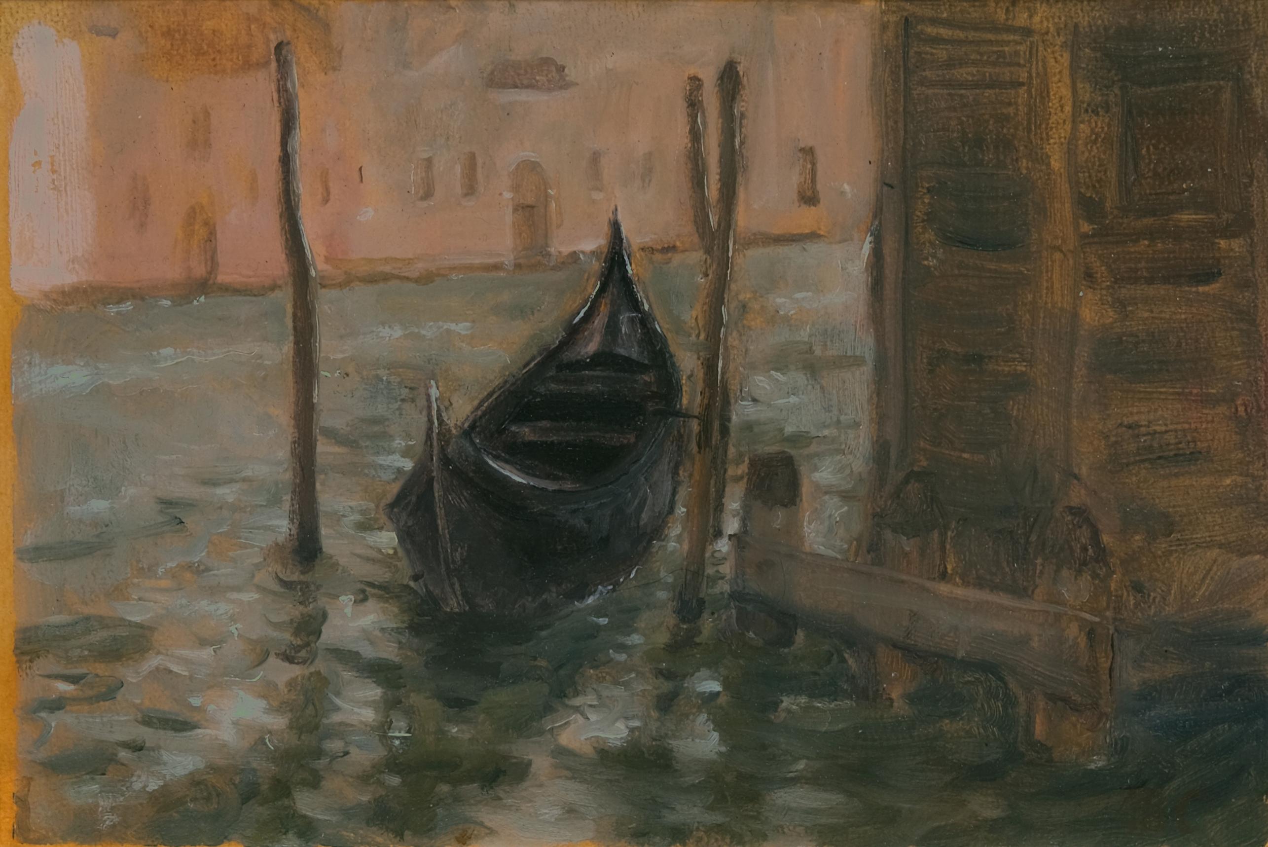  The Gondola Parada di San Toma, Portrait Society  of America, Venice, Italy - Painting by Matthew James Collins