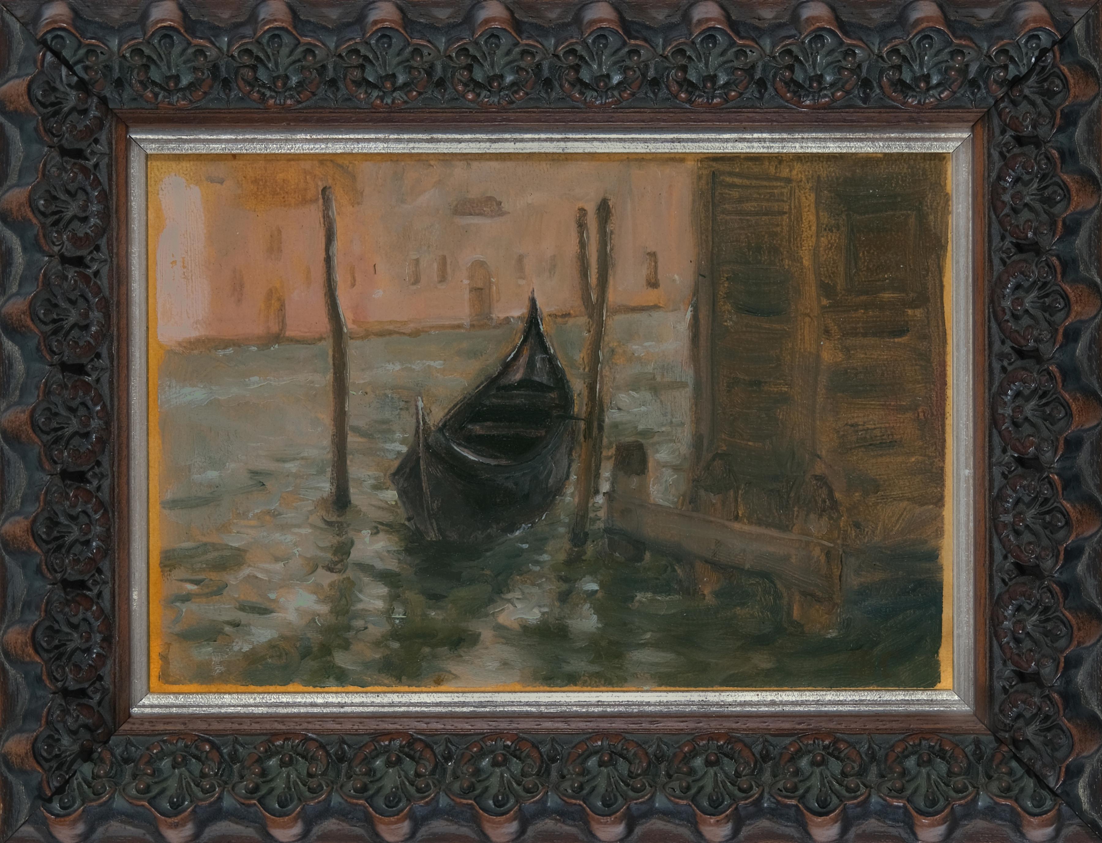 Matthew James Collins Landscape Painting -  The Gondola Parada di San Toma, Portrait Society  of America, Venice, Italy
