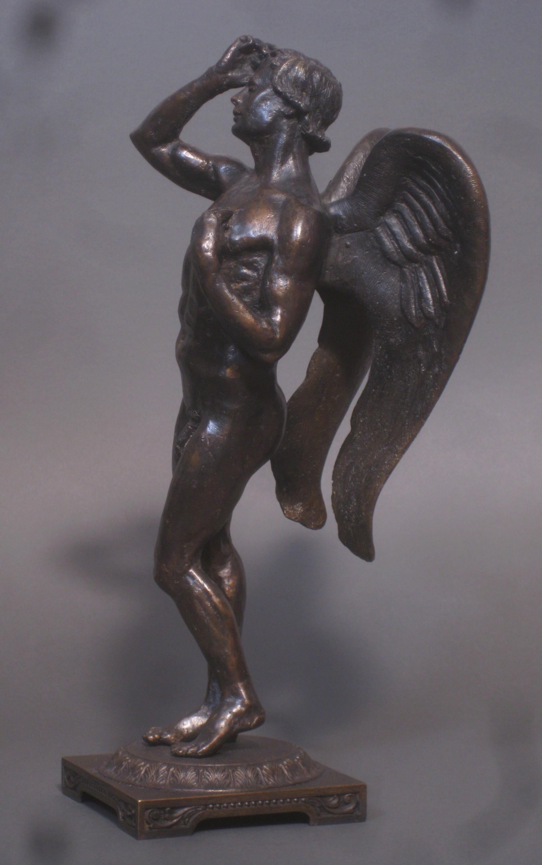 Eros,  Bronze Sculpture, Lost Wax Method , Cesello, Florence, Italy, Antiquity - Gold Figurative Sculpture by Matthew James Collins