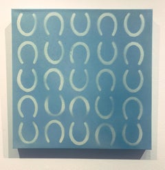 Matthew Jay Russell, "Racing Feet I" 20x20 Abstract Horseshoe Painting on Canvas