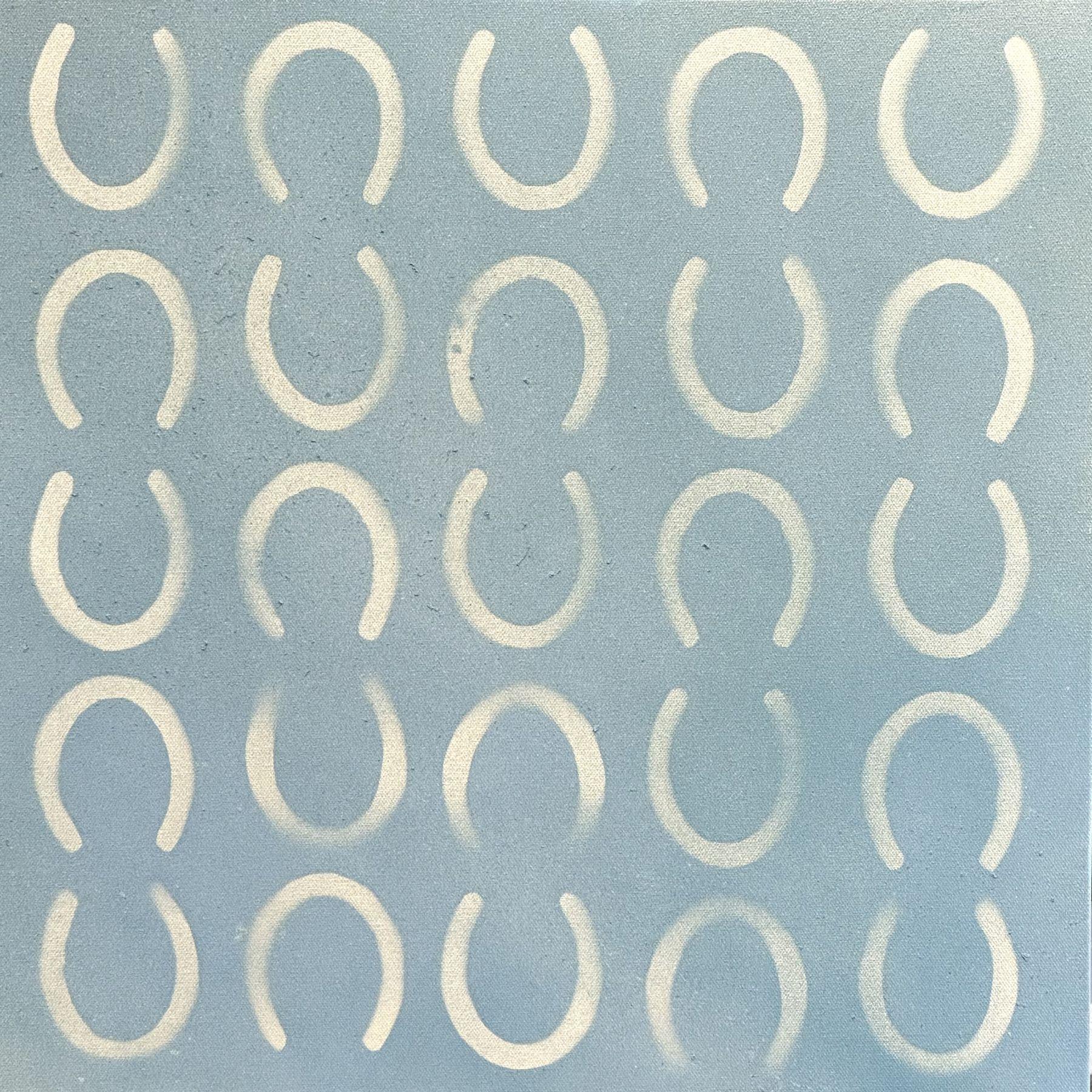 Matthew Jay Russell  Abstract Painting - Matthew Jay Russell, "Racing Feet I" 20x20 Abstract Horseshoe Painting on Canvas