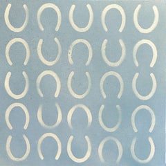 Matthew Jay Russell, „Racing Feet I“, abstraktes Hufeisengemälde auf Leinwand, 20x20