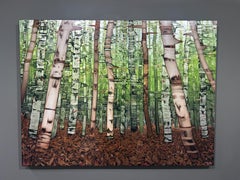 David Hill, "Birches", 36x48 White Birch Autumn Landscape Oil Painting