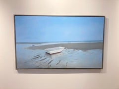Matthew Jay Russell, "Low Tide", 36x60 Maritime Coastal Boat Oil Painting