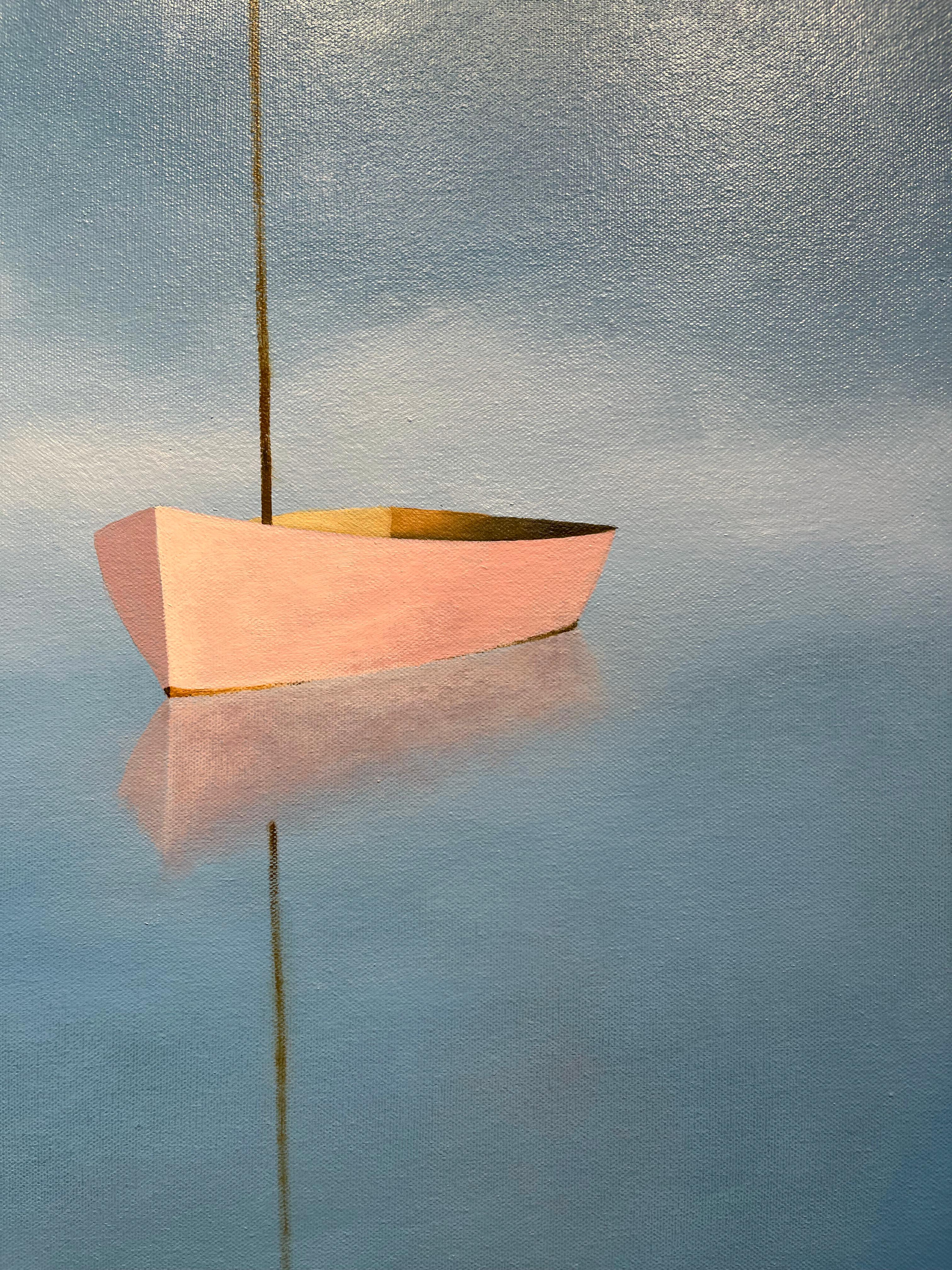 Matthew Jay Russell „Open Sea“ 36x36 Misty Blue Seascape Segelboot Ölgemälde, Matthew Jay Russell im Angebot 5