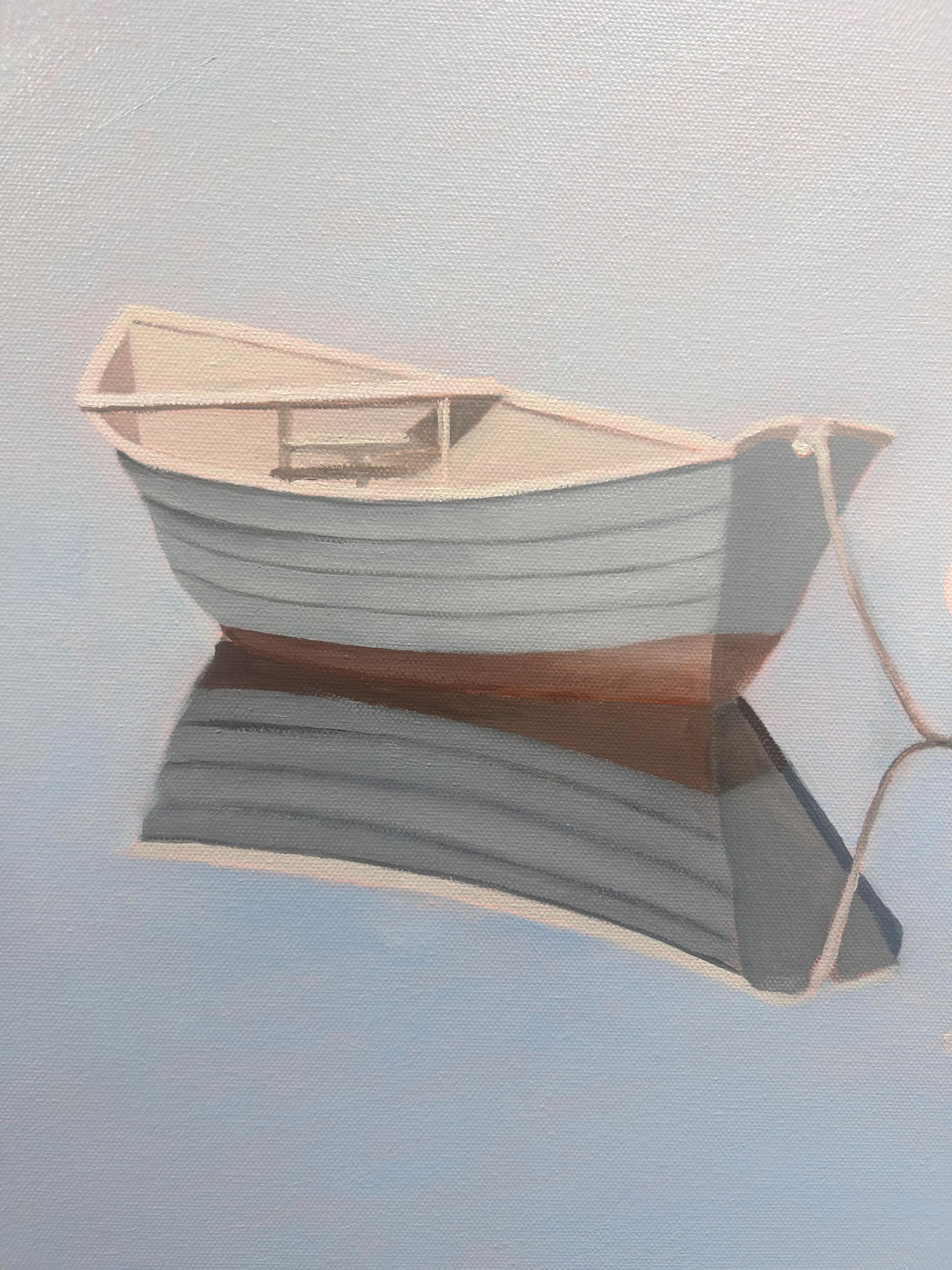 Matthew Jay Russell, „Dree Dories“, 30x48 Weiße Bootsblaue Meereslandschaft, Ölgemälde im Angebot 4