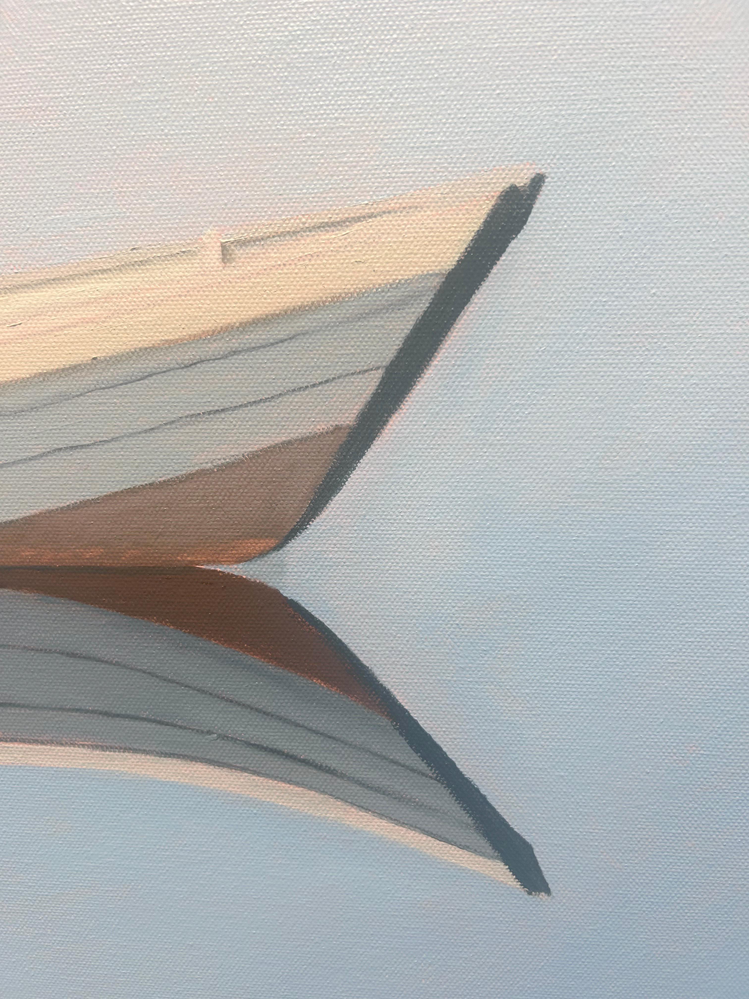 Matthew Jay Russell, „Dree Dories“, 30x48 Weiße Bootsblaue Meereslandschaft, Ölgemälde im Angebot 6