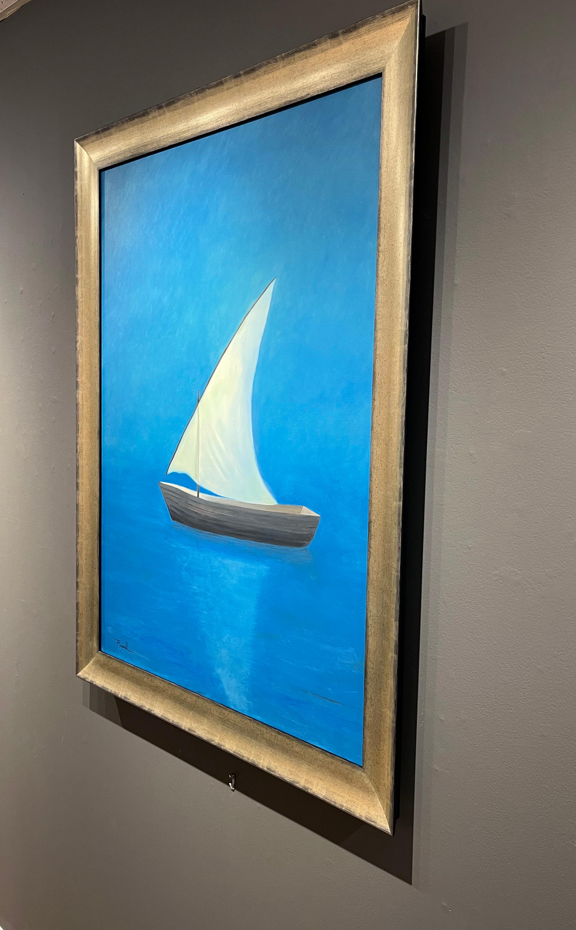 Matthew Jay Russell, „Under the Moon“, 48x36 Segelboot Blue Water, Ölgemälde im Angebot 2