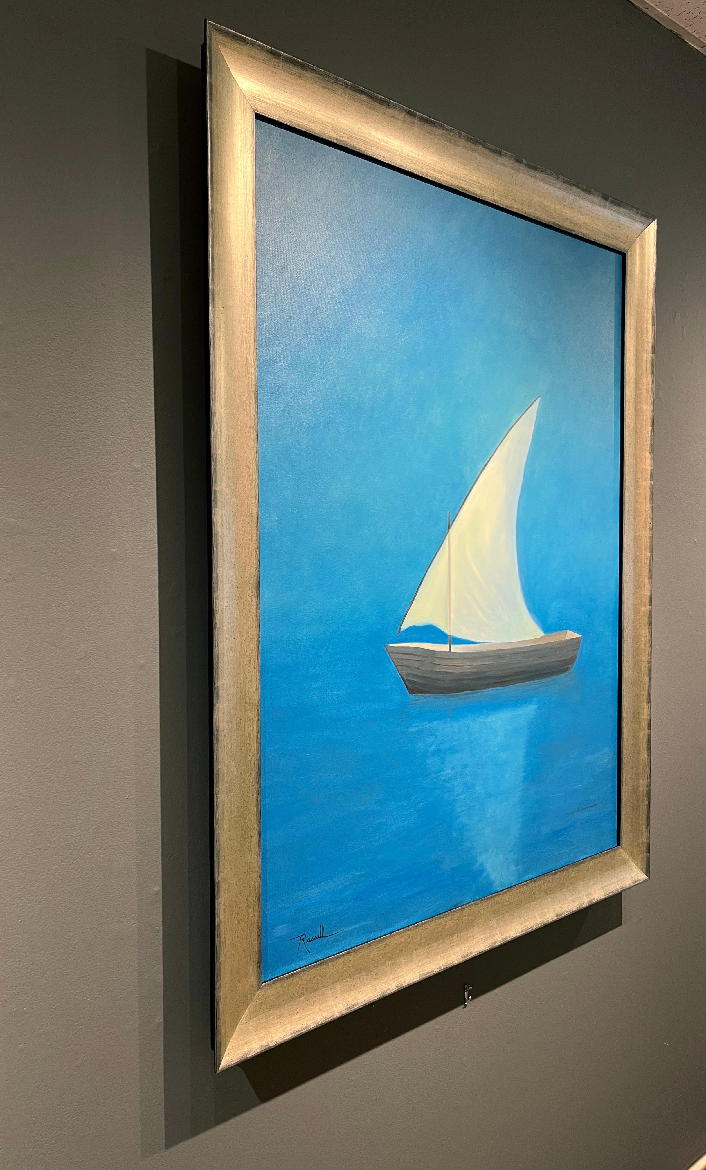Matthew Jay Russell, „Under the Moon“, 48x36 Segelboot Blue Water, Ölgemälde im Angebot 3