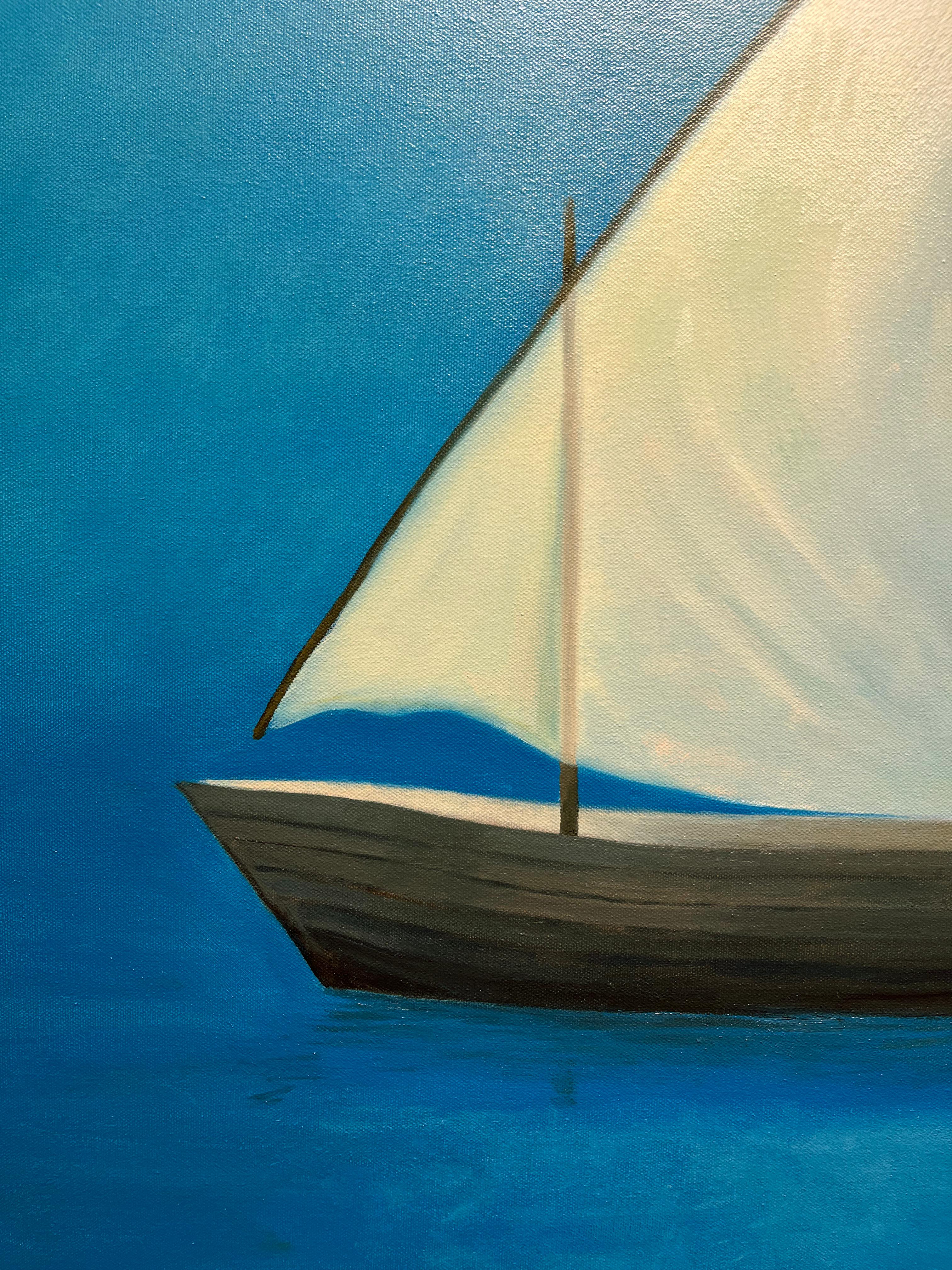 Matthew Jay Russell, „Under the Moon“, 48x36 Segelboot Blue Water, Ölgemälde im Angebot 4