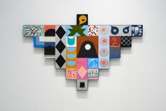 Contemporary Mixed Media Sculptural Painting Inspired by Indigenous Motifs