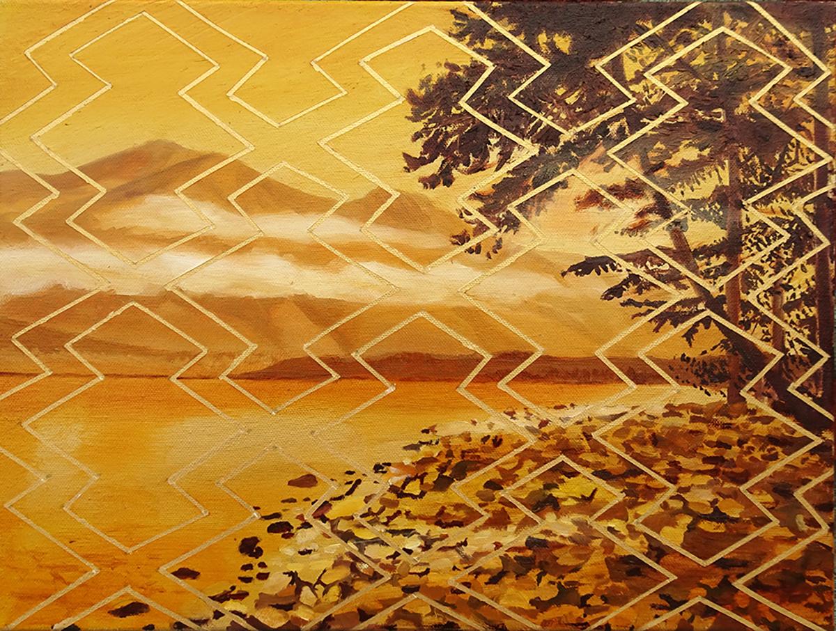 Matthew Mullins Landscape Painting - Lake McDonald (after Kiser)