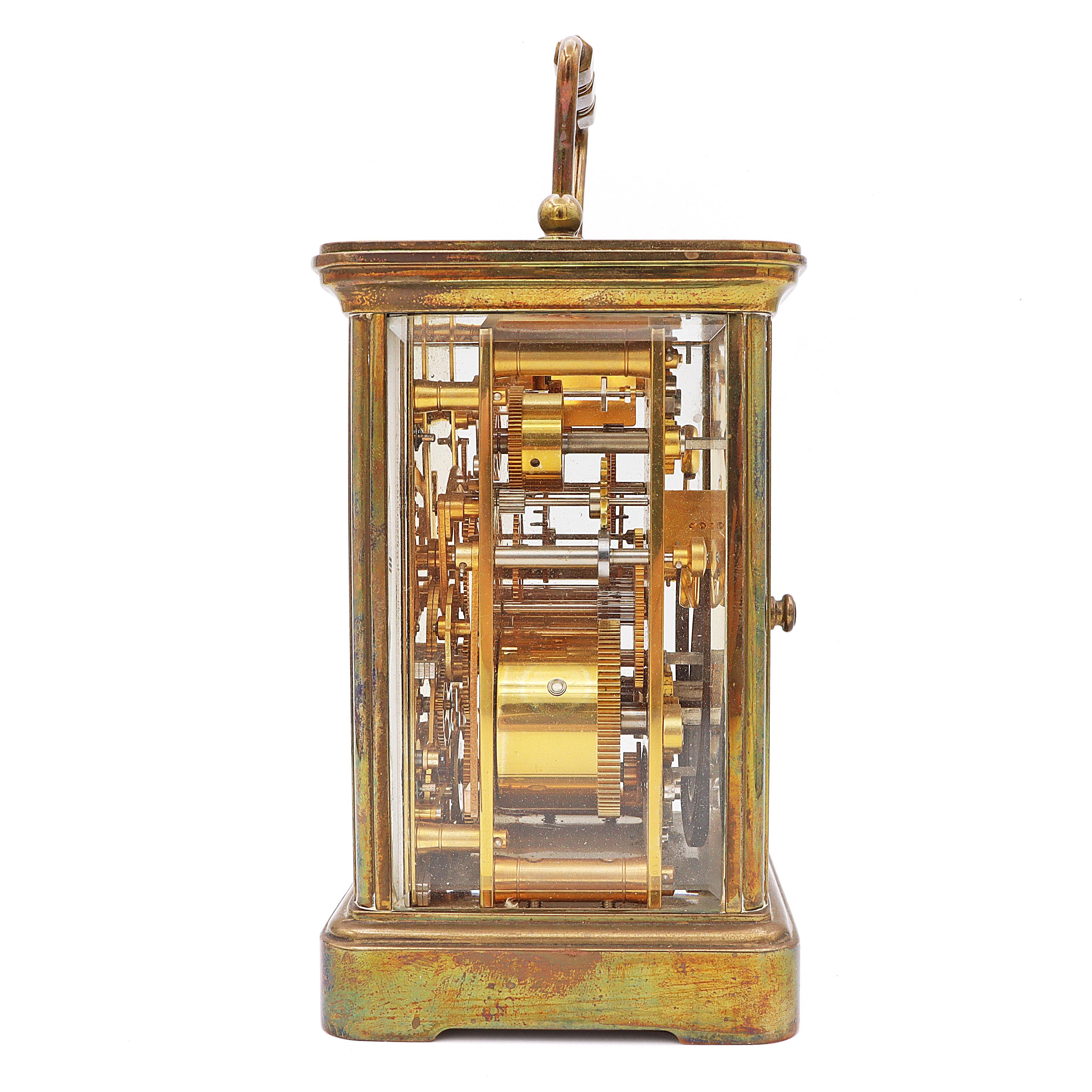 Matthew Norman Brass Cased Four Dial Rolling Moon Phase Carriage Clock In Good Condition For Sale In New York, NY