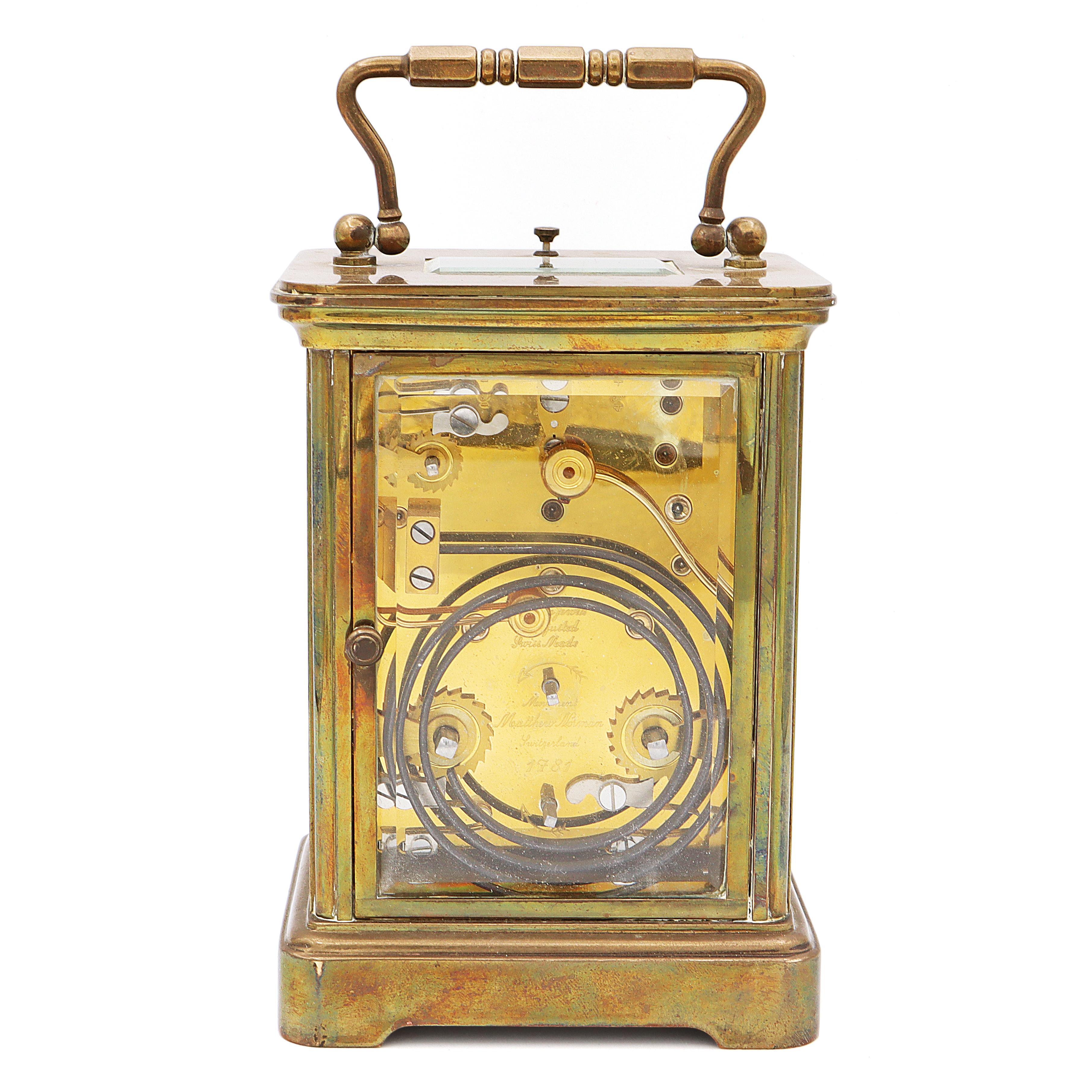 Women's or Men's Matthew Norman Brass Cased Four Dial Rolling Moon Phase Carriage Clock For Sale
