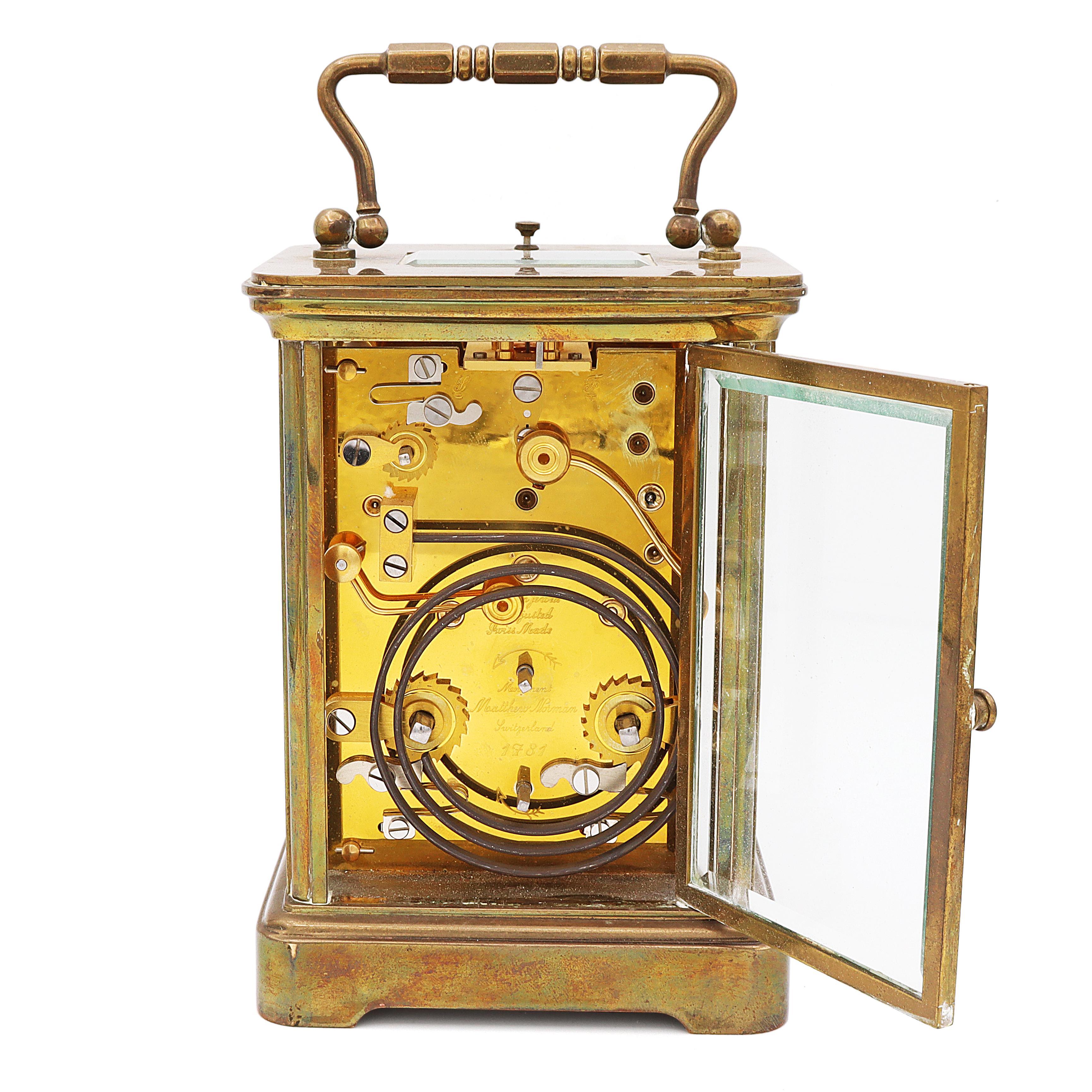 Matthew Norman Brass Cased Four Dial Rolling Moon Phase Carriage Clock For Sale 4