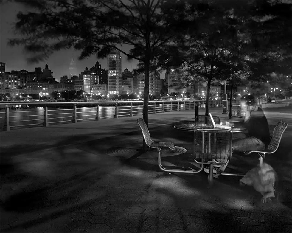 Matthew Pillsbury Black and White Photograph - Leslie & Ella on the Hudson, Wednesday, May 31st, 9:26-9:47 p.m.