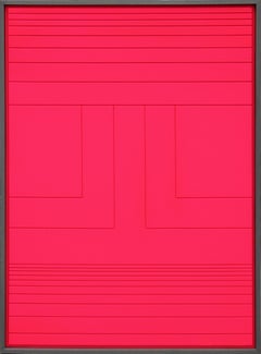 “Amitriptyline 1” Neon Pink Contemporary Abstract Geometric Groove Painting