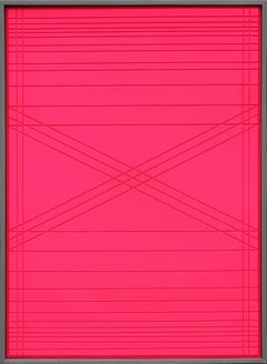 “Amitriptyline 2” Neon Pink Contemporary Abstract Geometric Groove Painting