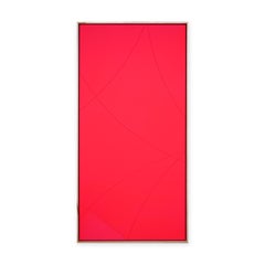 "Chaos 1" Contemporary Abstract Neon Pink Linear Geometric Groove Painting