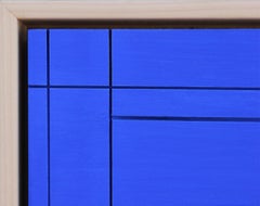 Contemporary Abstract Yves Klein Blue Grooved Wall Sculpture / Painting