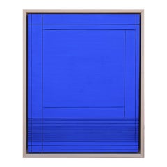 Contemporary Abstract Yves Klein Blue Grooved Wall Sculpture / Painting
