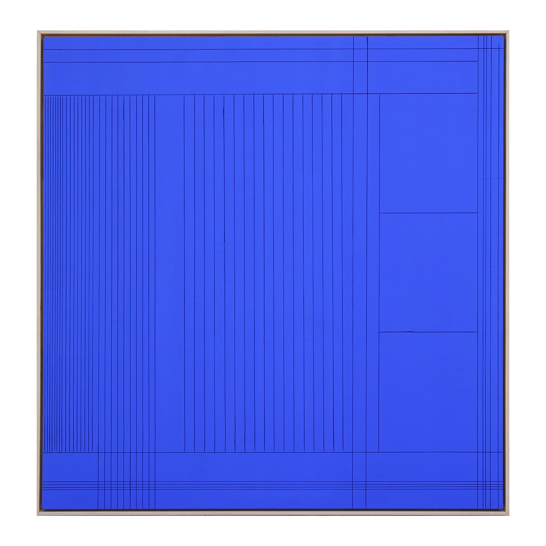 Contemporary Abstract Yves Klein Blue Grooved Wall Sculpture / Painting  - Art by Matthew Reeves