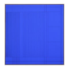 Contemporary Abstract Yves Klein Blue Grooved Wall Sculpture / Painting 