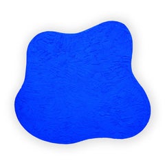 "Headache" Contemporary Abstract Biomorphic Blue Textured Sculptural Painting