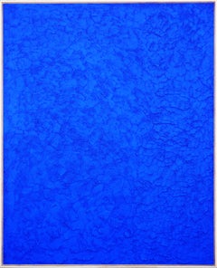 "Light Chop 2" Contemporary Bright Blue Textured Sculptural Topography Painting