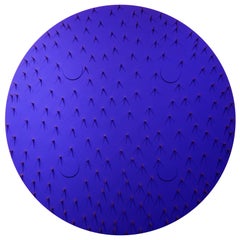 “Ocular” Contemporary Abstract Circular Bright Blue Brass Spike Painting
