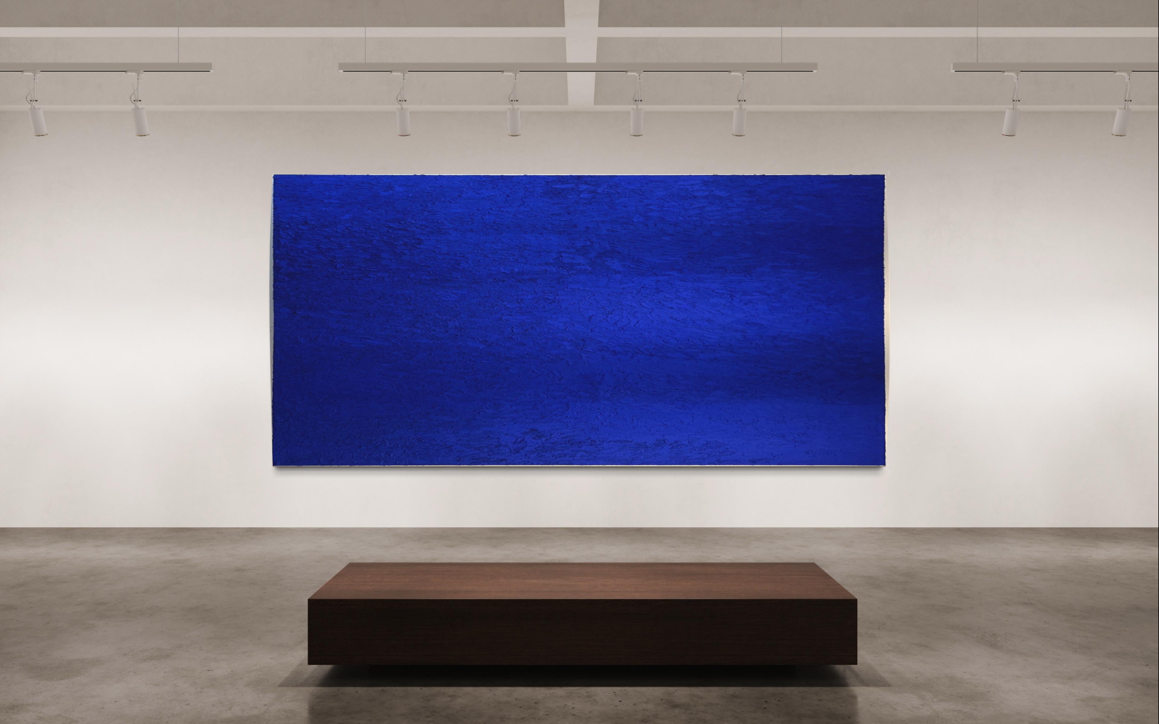 Peinture sculpturale monumentale contemporaine riche en bleu texturé « Île pélican » - Bleu Abstract Painting par Matthew Reeves