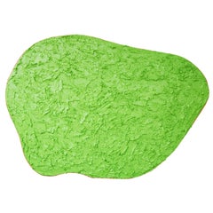 “Plein Air” Bright Green Biomorphic Sawdust Shape with Pink Back Painting