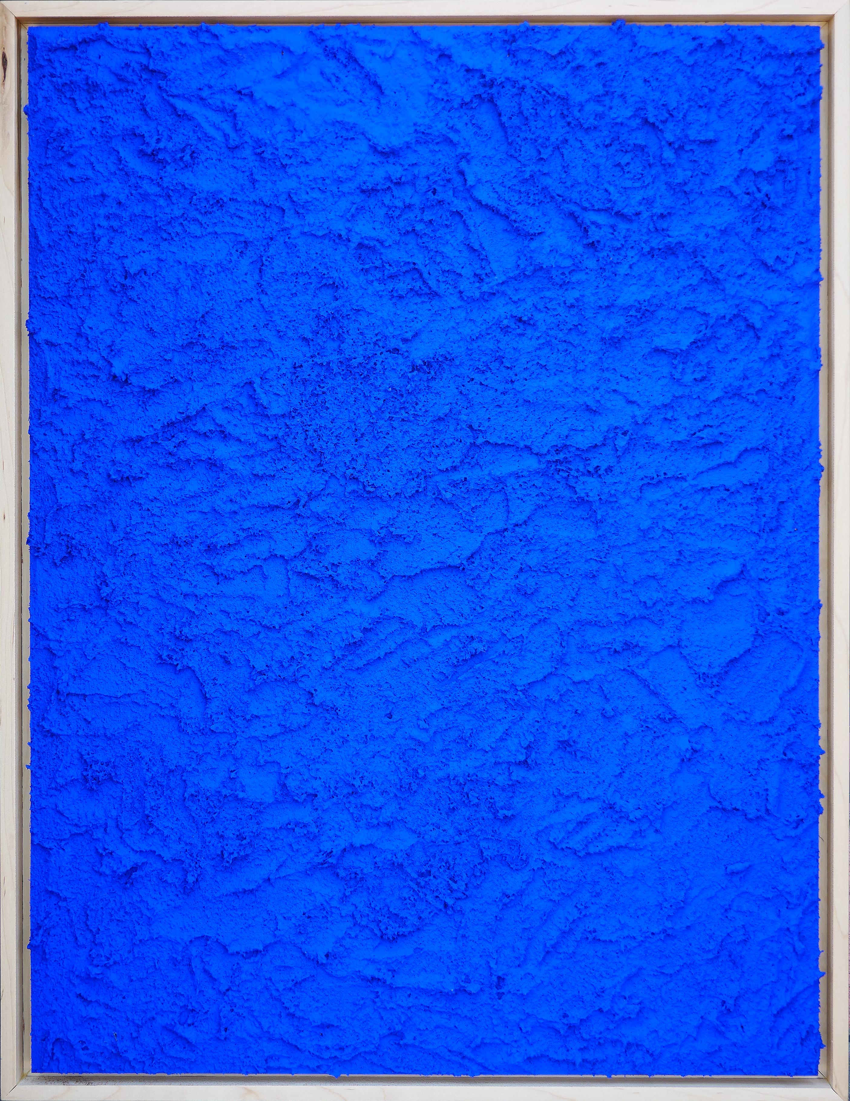 "Small Bay 1" Contemporary Bright Blue Textured Sculptural Topography Painting - Mixed Media Art by Matthew Reeves