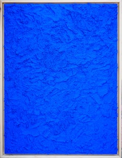 "Small Bay 1" Contemporary Bright Blue Textured Sculptural Topography Painting