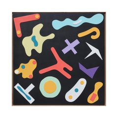 "Snippet" Quadrato colorato astratto geometrico in tecnica mista