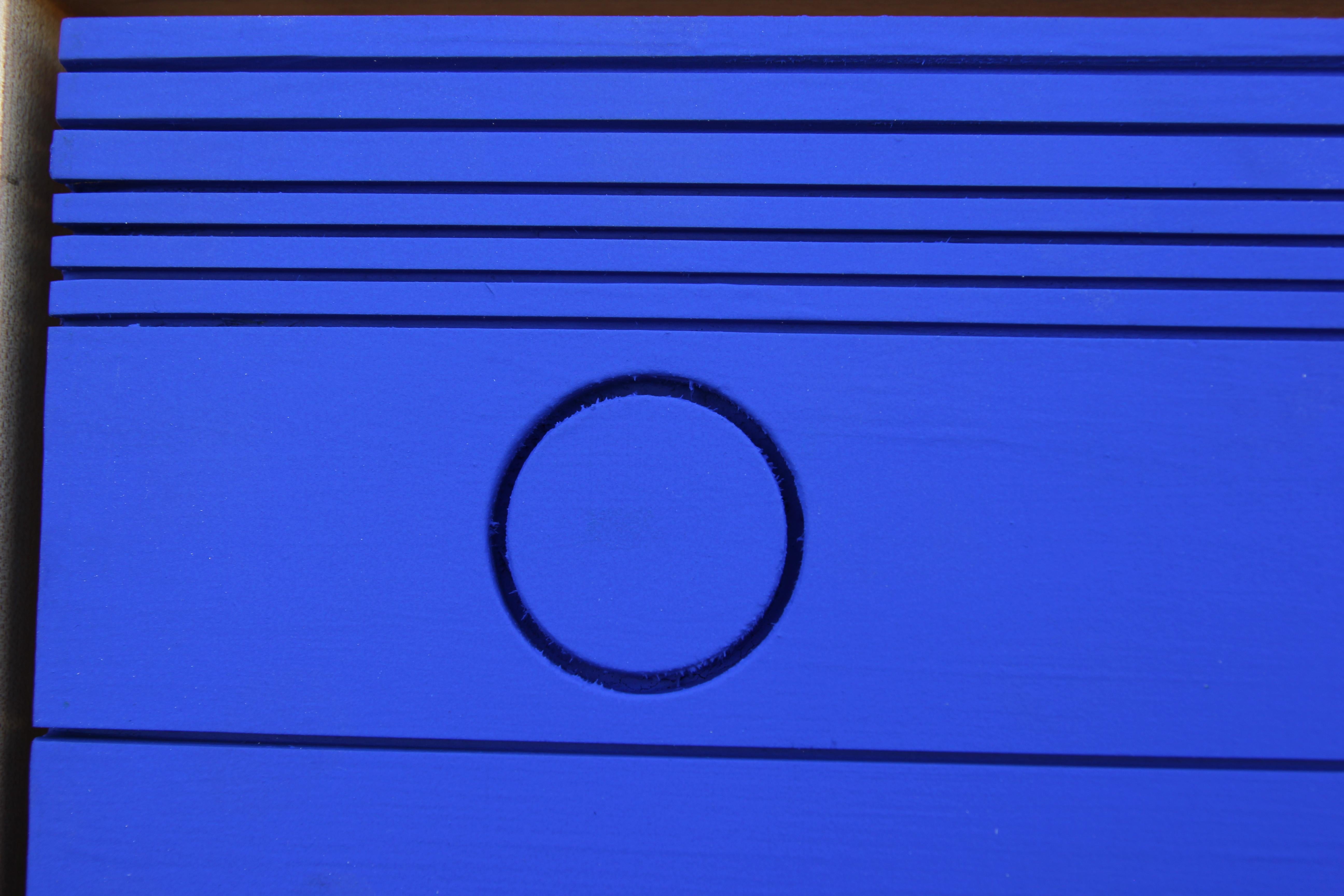Yves Klein Blue Abstract Contemporary Geometric Circles & Lines Groove Painting 2