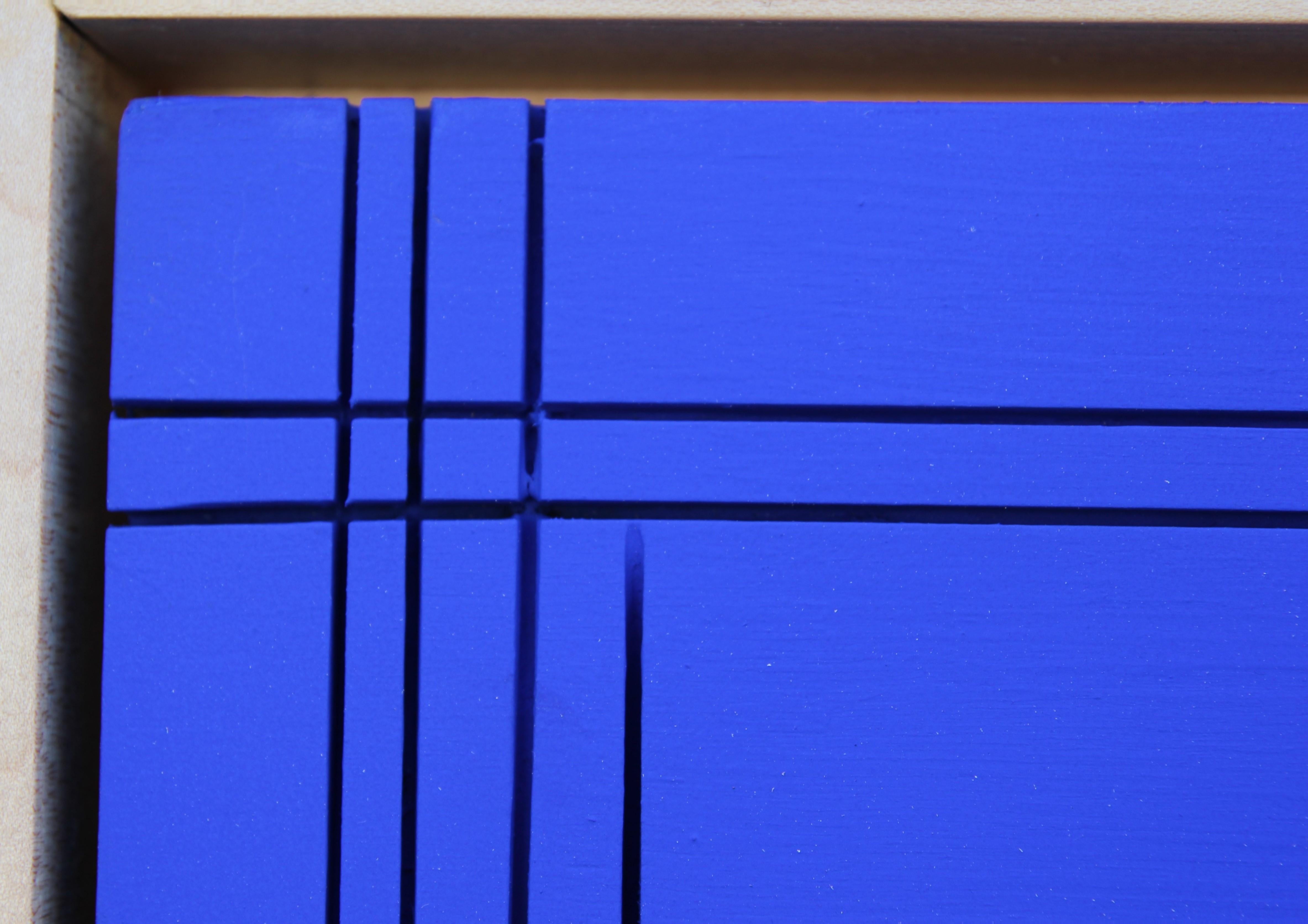 Yves Klein Blue Abstract Contemporary Geometric Linear Groove Painting 2