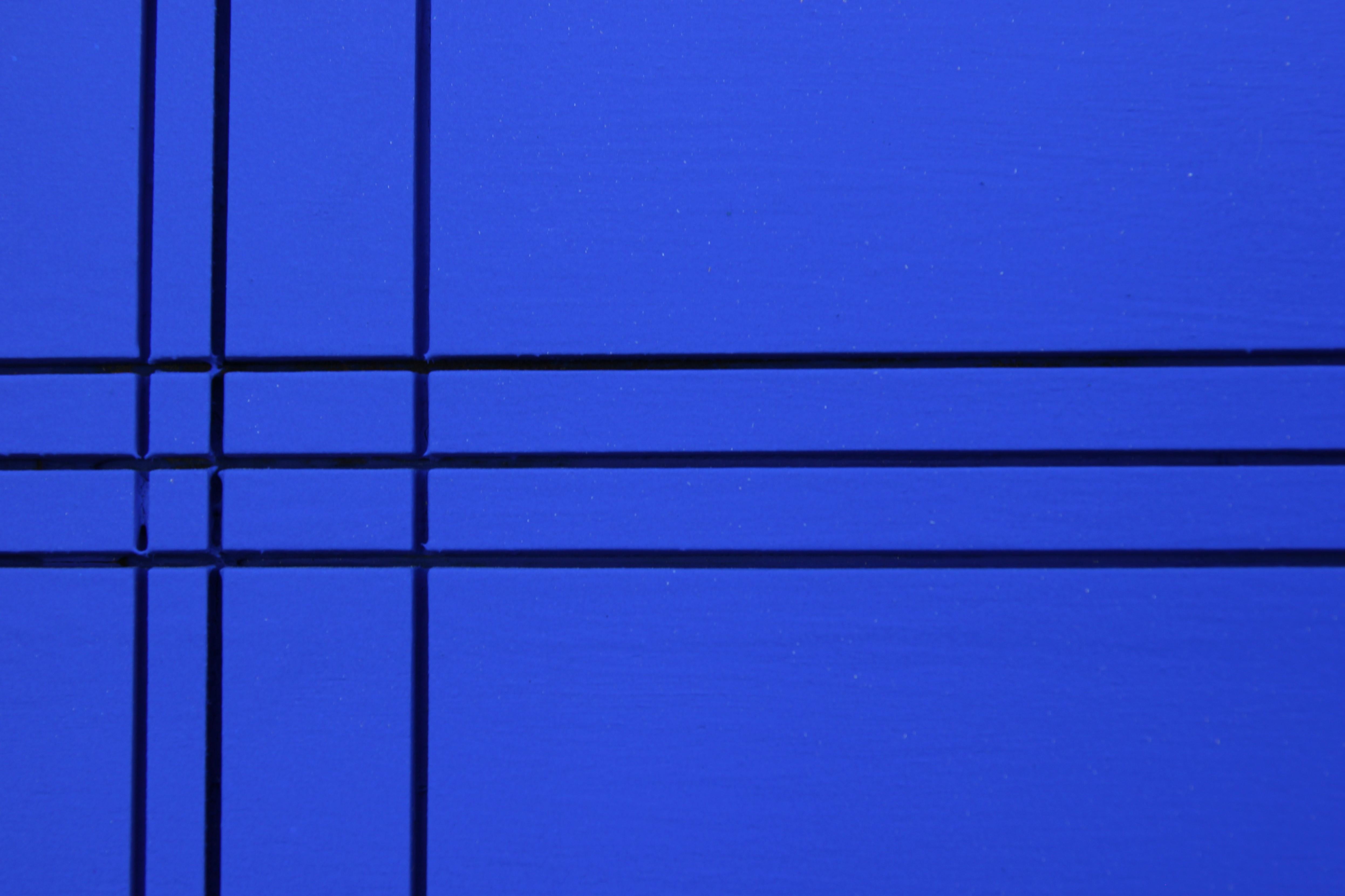 Yves Klein Blue Abstract Contemporary Geometric Linear Groove Painting 5