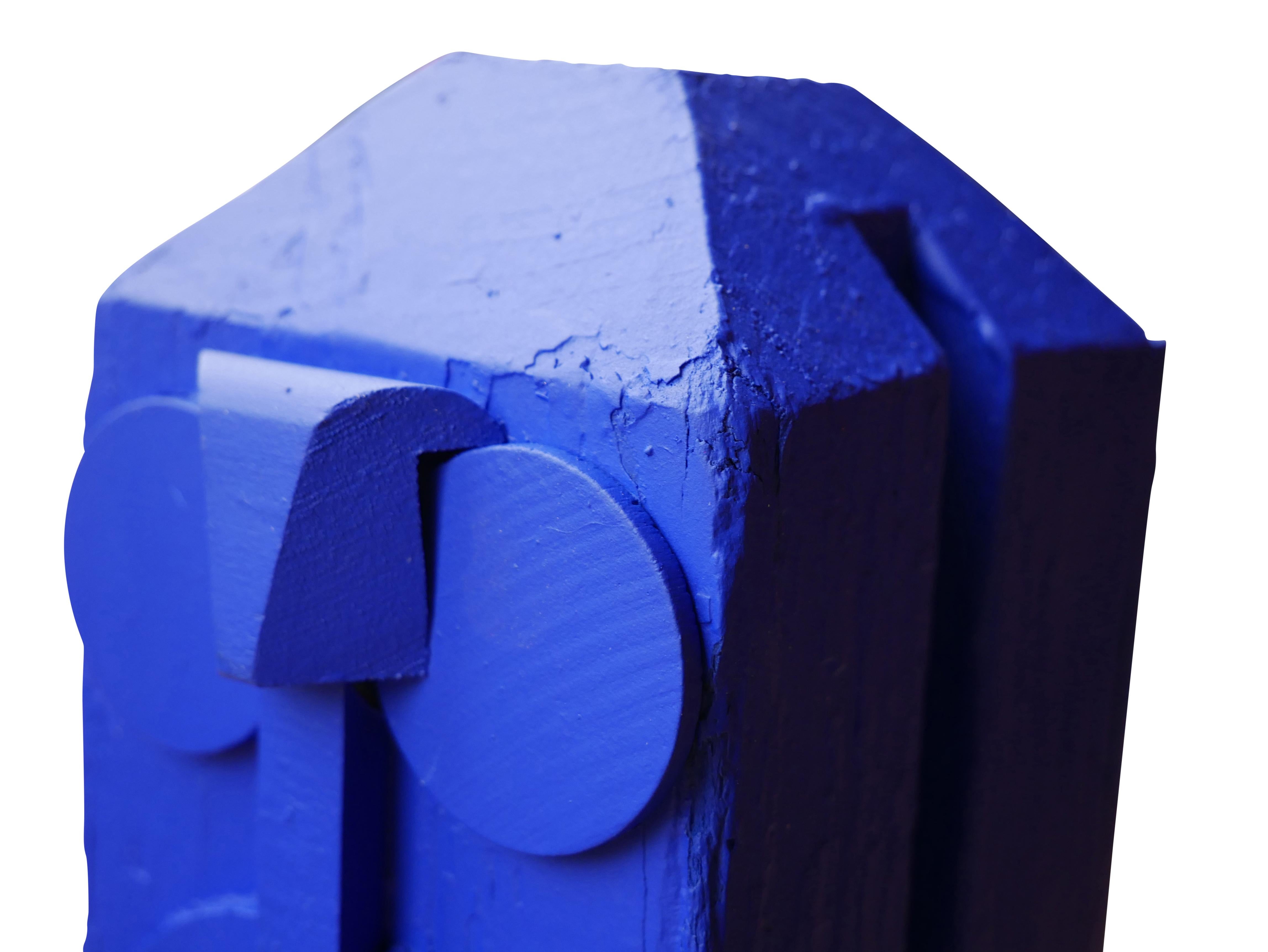 Bright Blue Geometric Abstract Freestanding Contemporary Sculpture For Sale 5