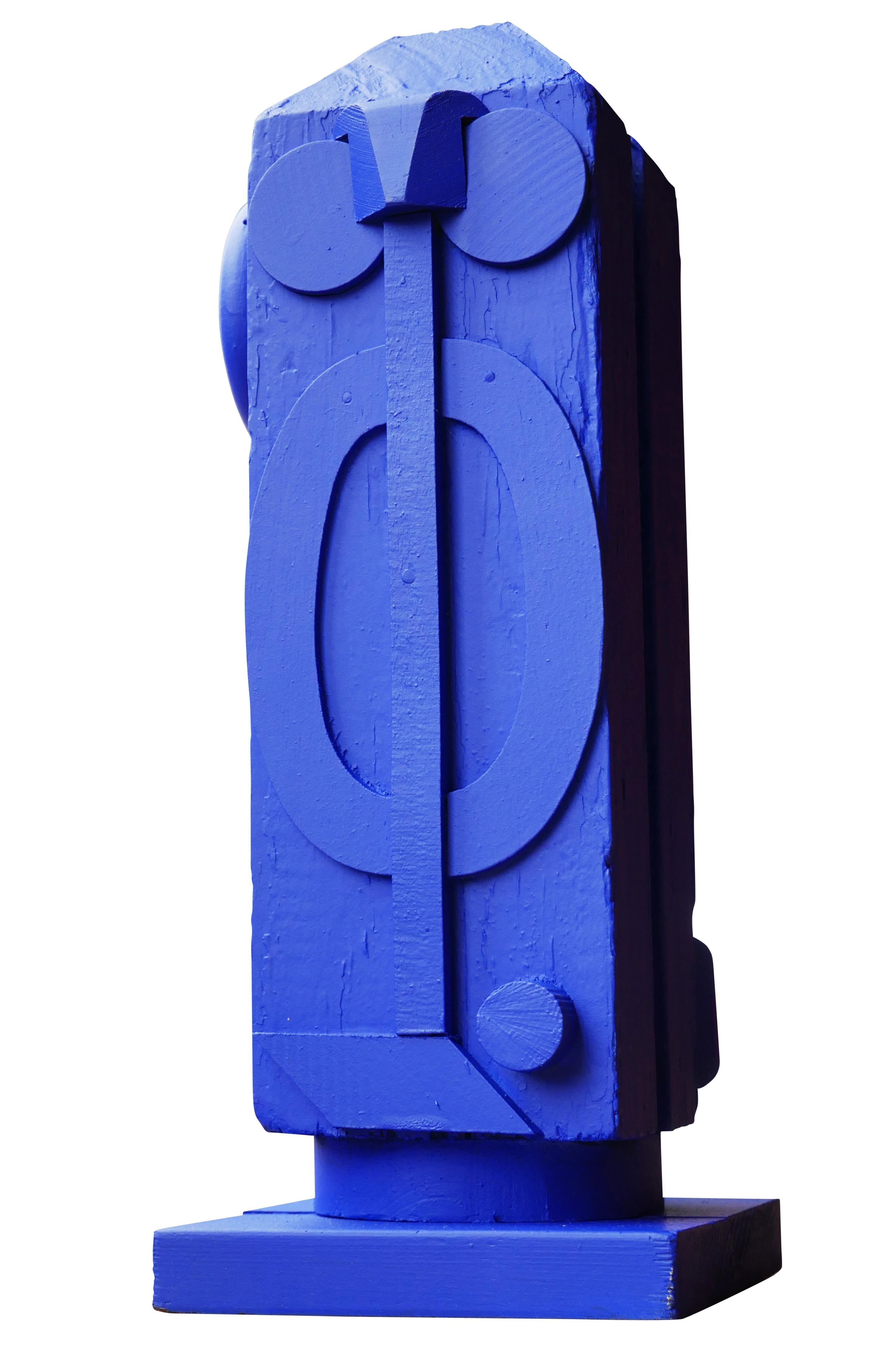 Bright Blue Geometric Abstract Freestanding Contemporary Sculpture