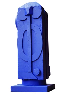 Bright Blue Geometric Abstract Freestanding Contemporary Sculpture