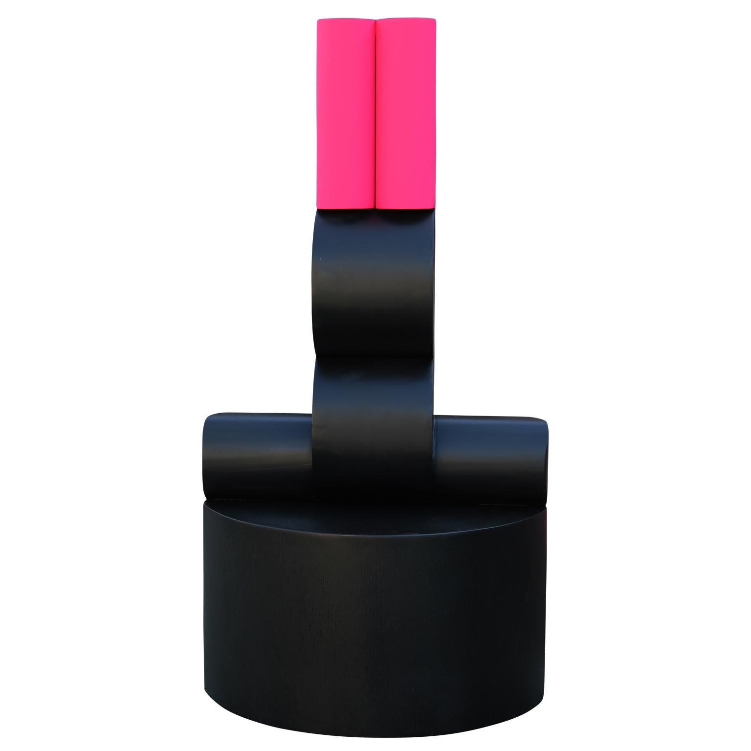 "Channel Marker 52 - Galveston, TX" Black & Neon Pink Contemporary Sculpture - Art by Matthew Reeves