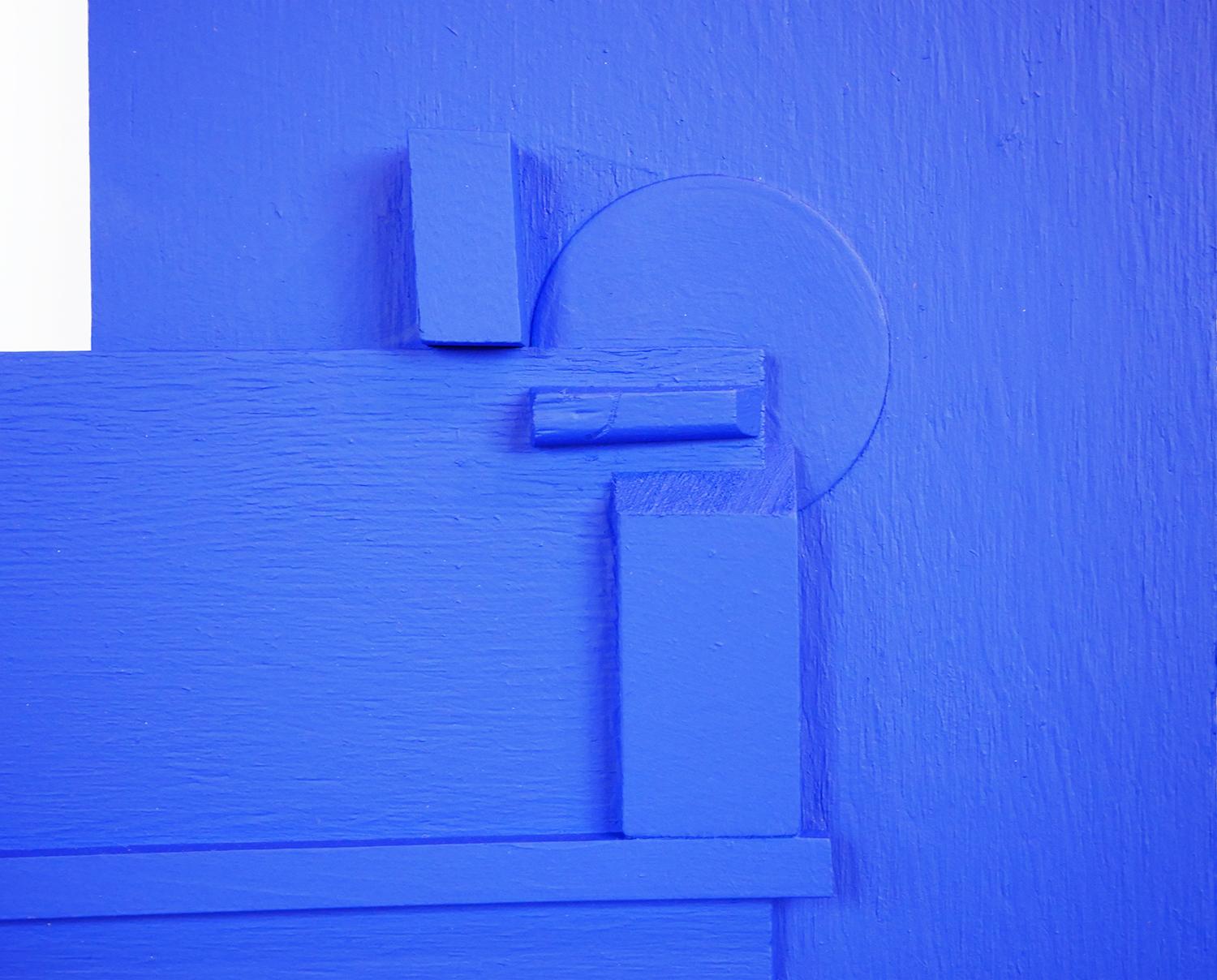 Contemporary Abstract 3-Dimensional Bright Blue Geometric Shaped Wall Sculpture  2