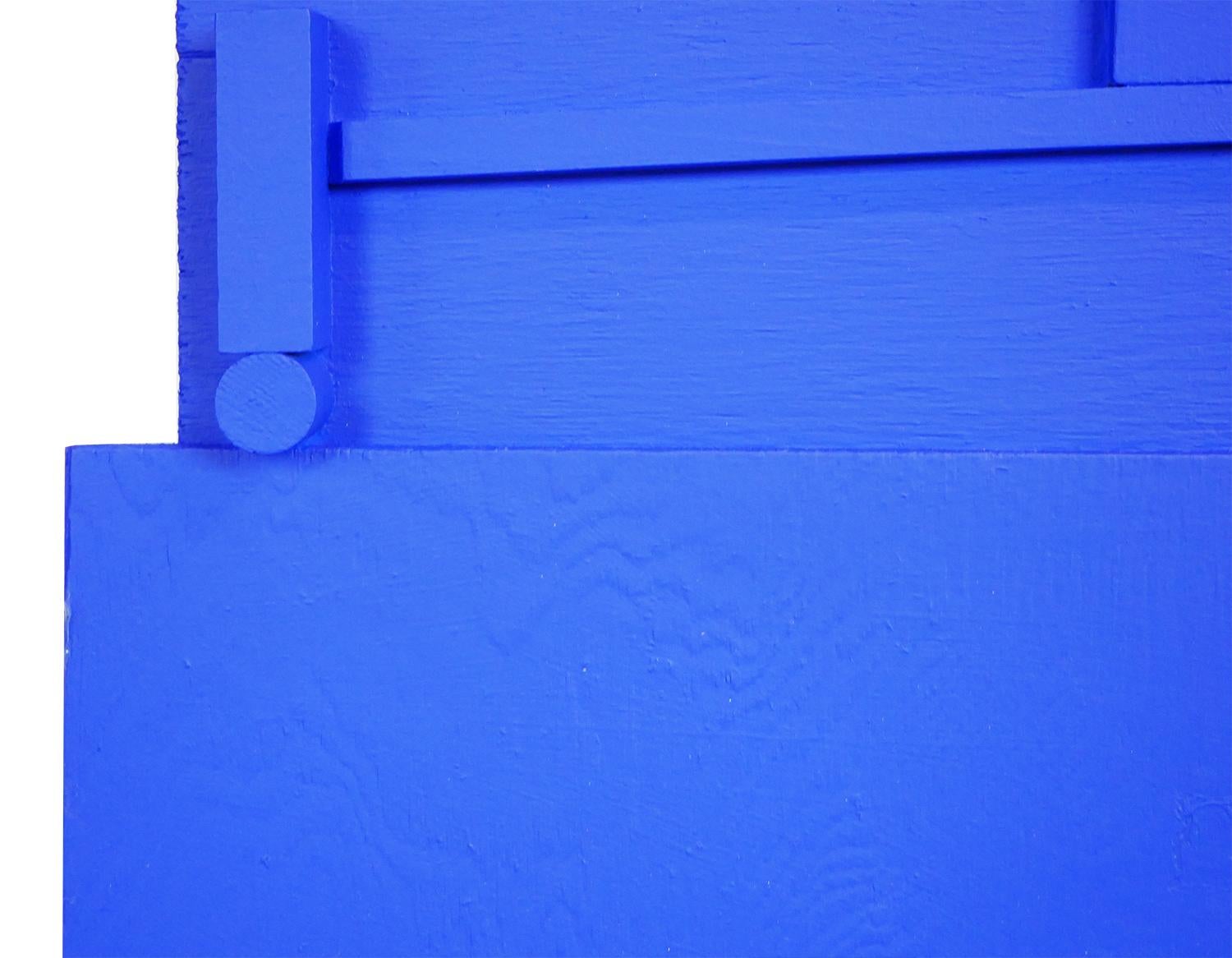 Contemporary Abstract 3-Dimensional Bright Blue Geometric Shaped Wall Sculpture 3